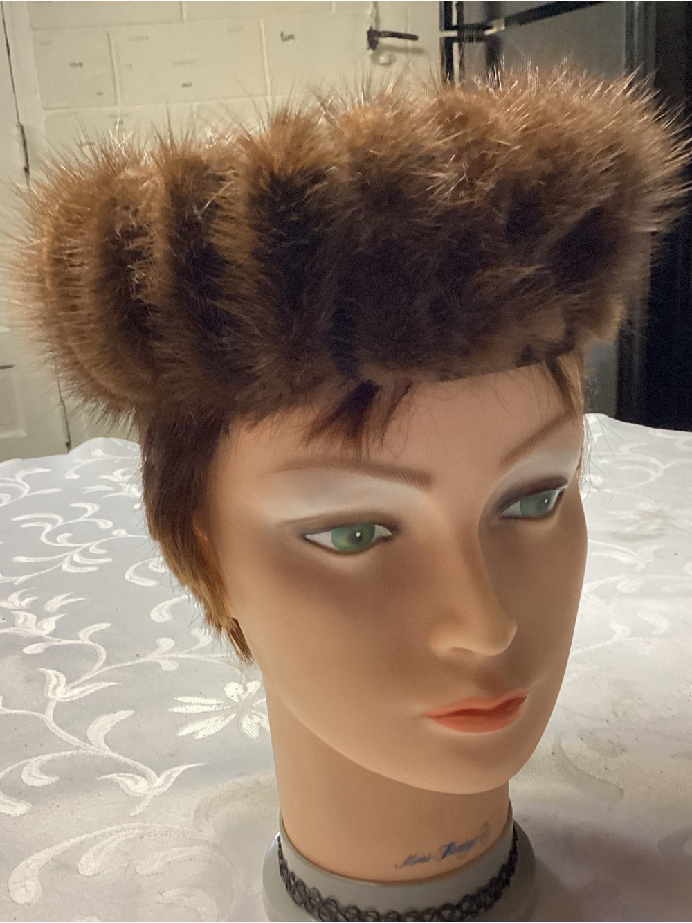 Vintage Brown Faux Fur Headband - Women's Hair Accessory